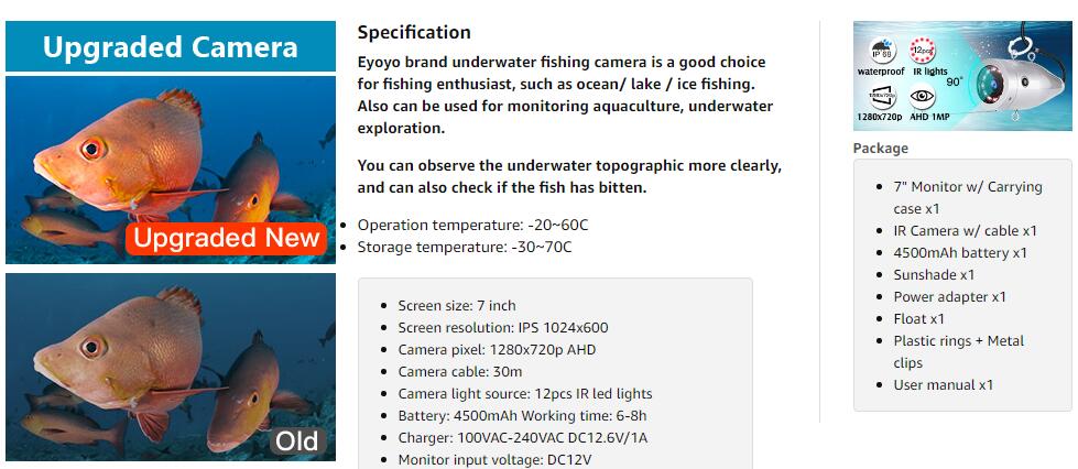 Eyoyo EF07RH 720P underwater camera for ice fishing.2