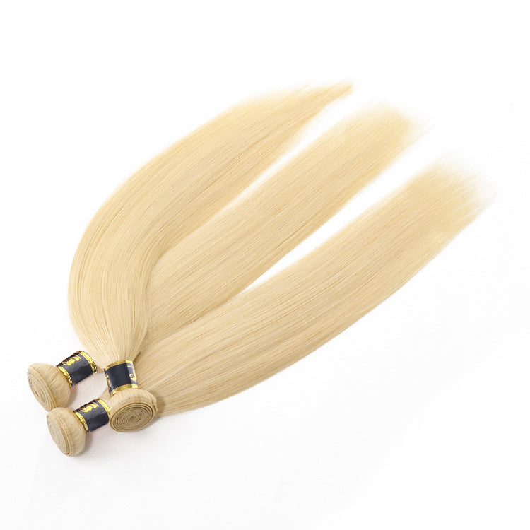 613 Blonde Hair Brazilian Straight Bundles With Closure