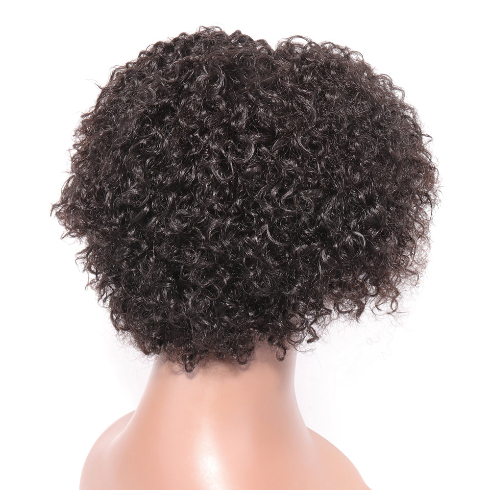 6 Inch Short Black Curly Wigs