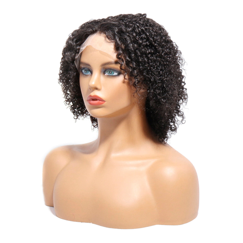 Natural Black Color Human Hair Short Curly Wigs