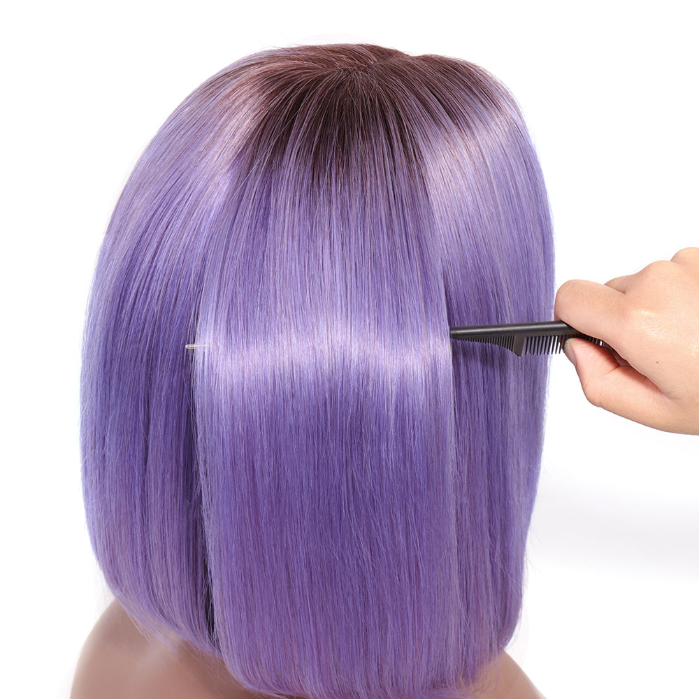 1b purple color short bob wig