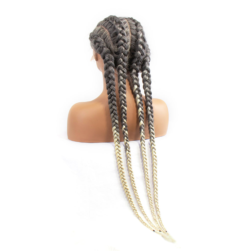 Grey/613 Color Synthetic Braided Lace Wigs
