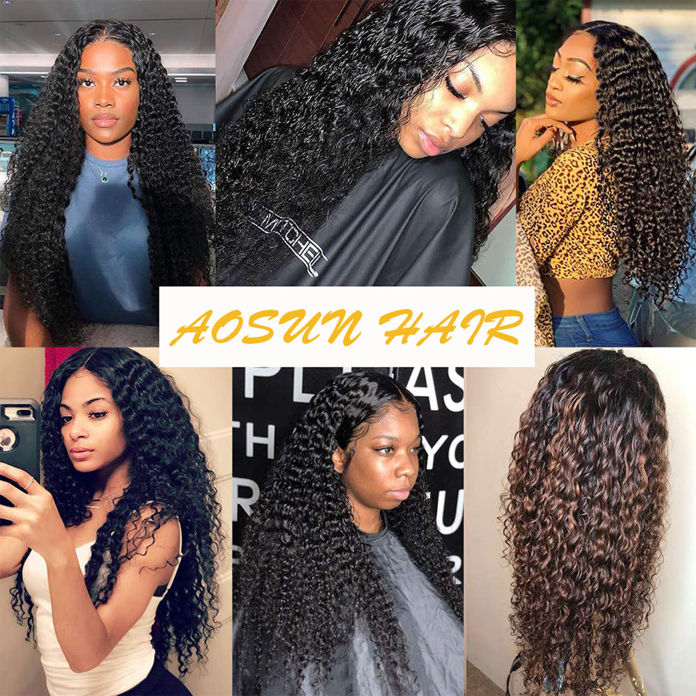 aosun hair kinky curly closure wig
