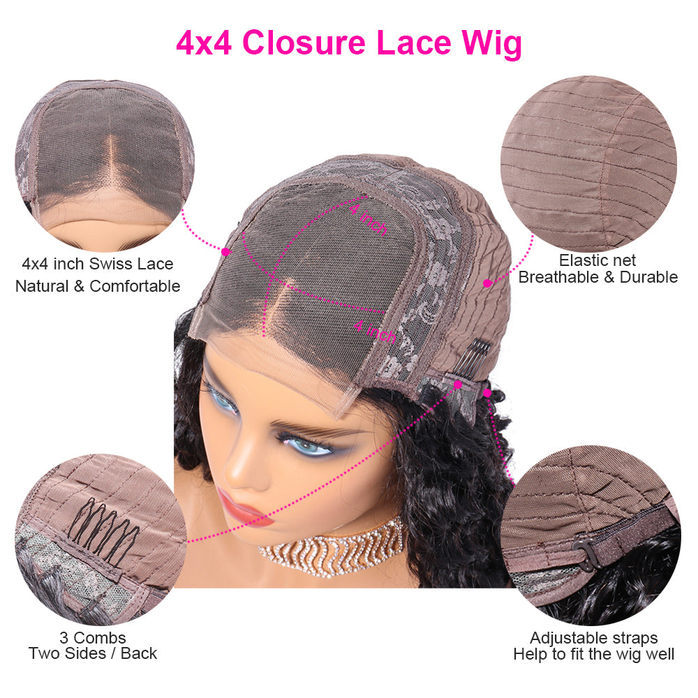4x4 lace closure wig kinky curly