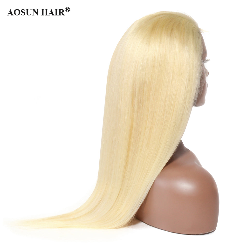 blonde straight front lace wig