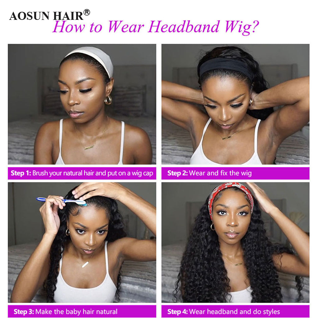 human hair headband wigs