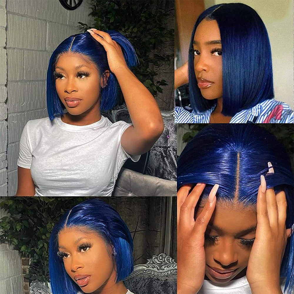 t part lace wig blue color