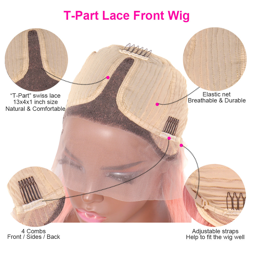 straight t part lace bob wig