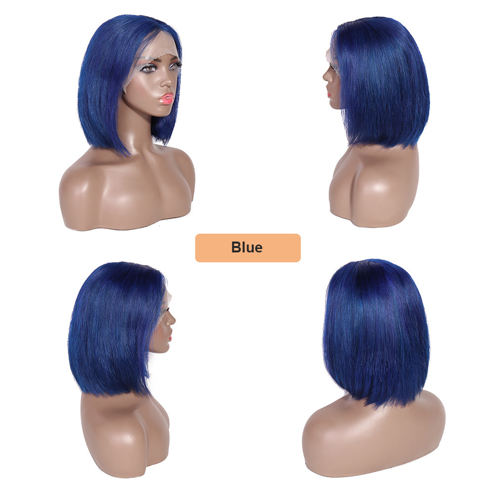 blue short bob wig