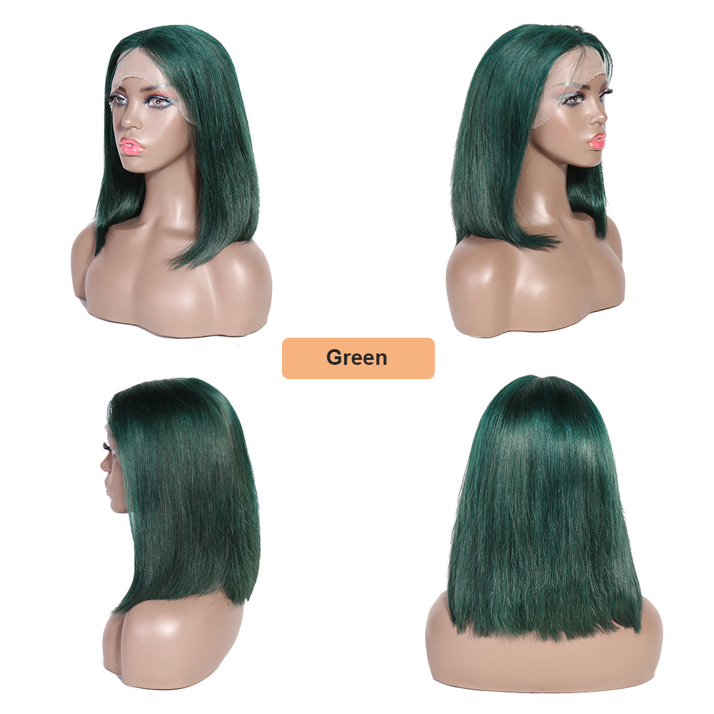 green short bob wig