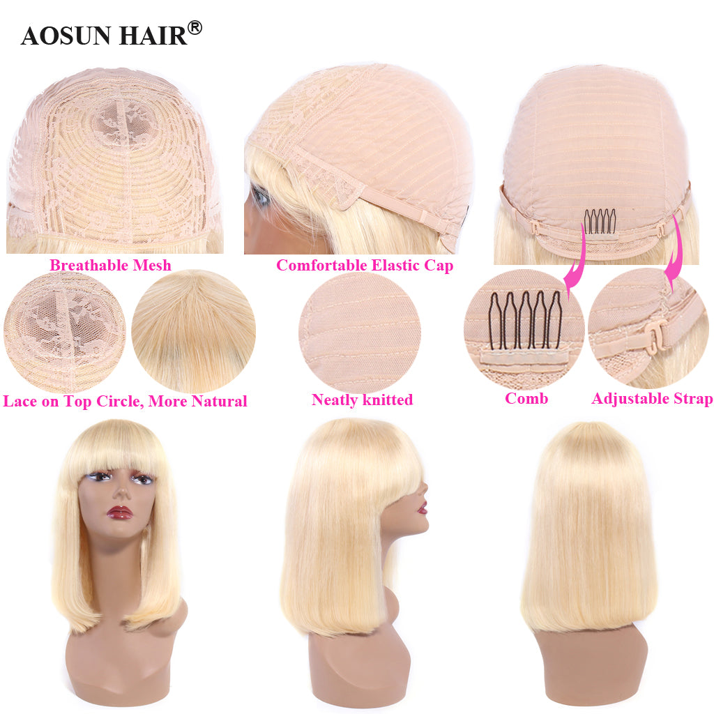 blonde 613 bob wig with bangs