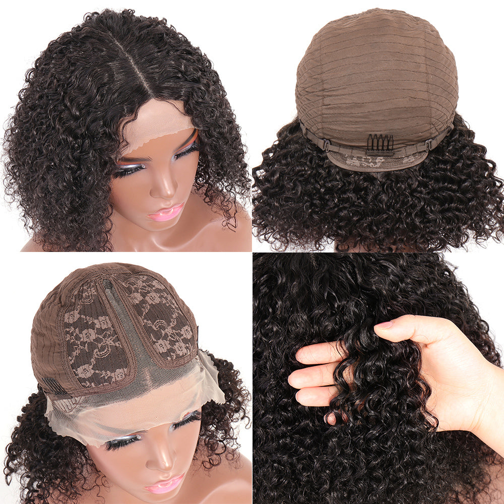 kinky curly t part lace bob wig