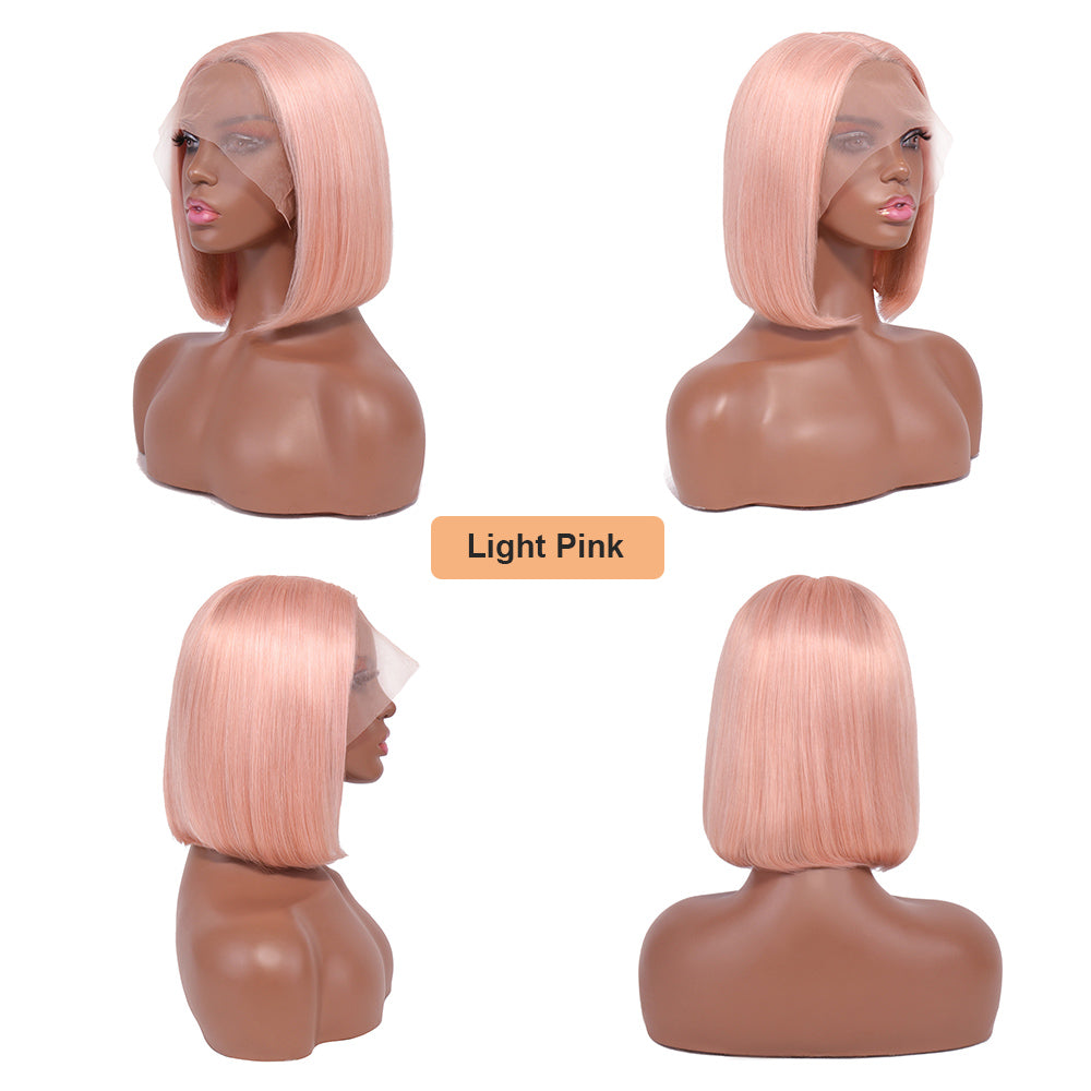 light pink short bob wig
