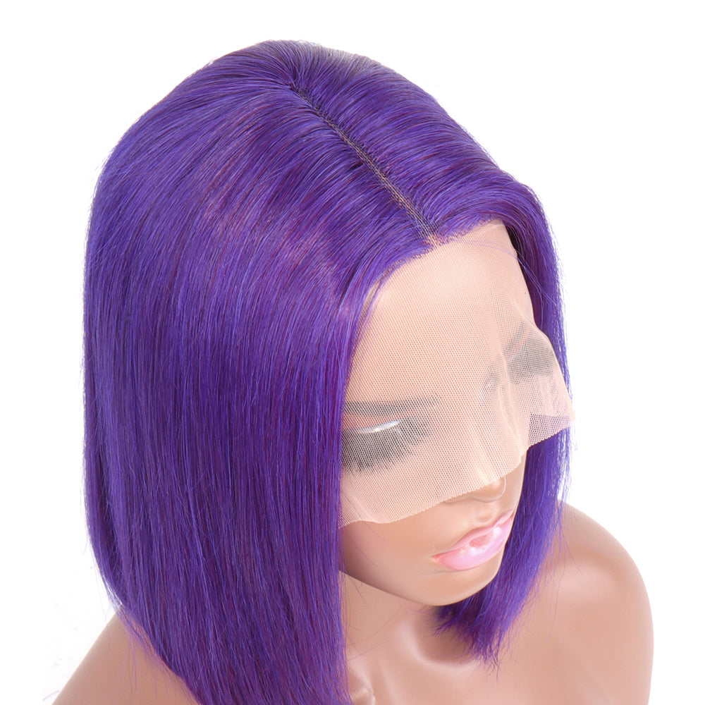 purple t part lace bob wig