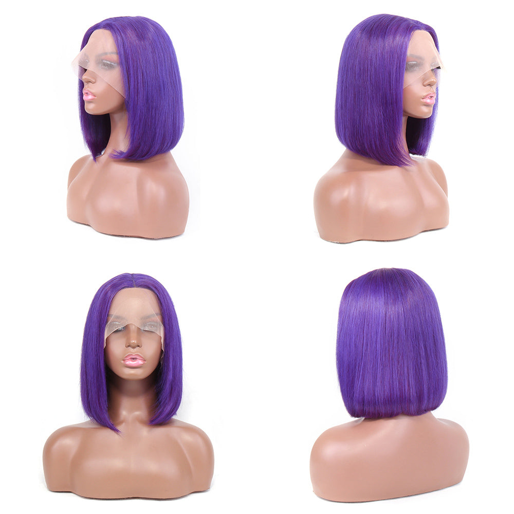 short bob wig purple color