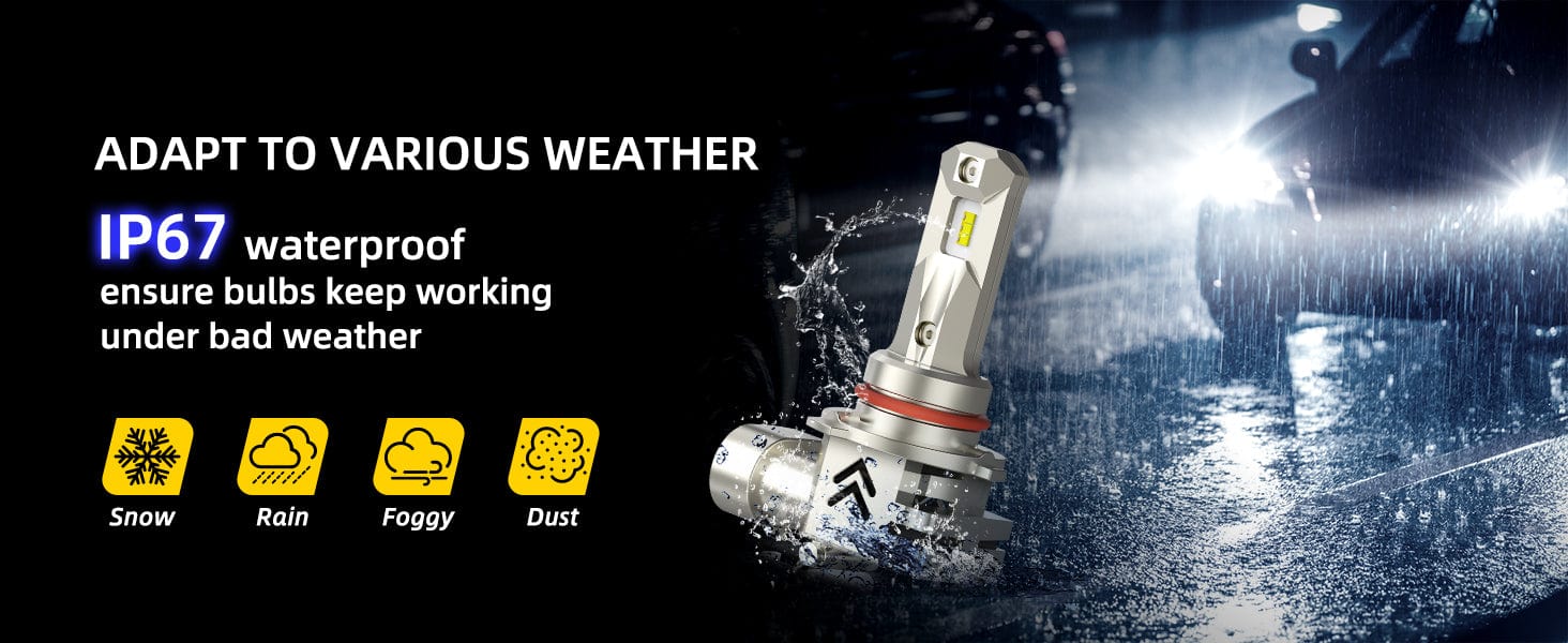 9005 led headlight bulb waterproof