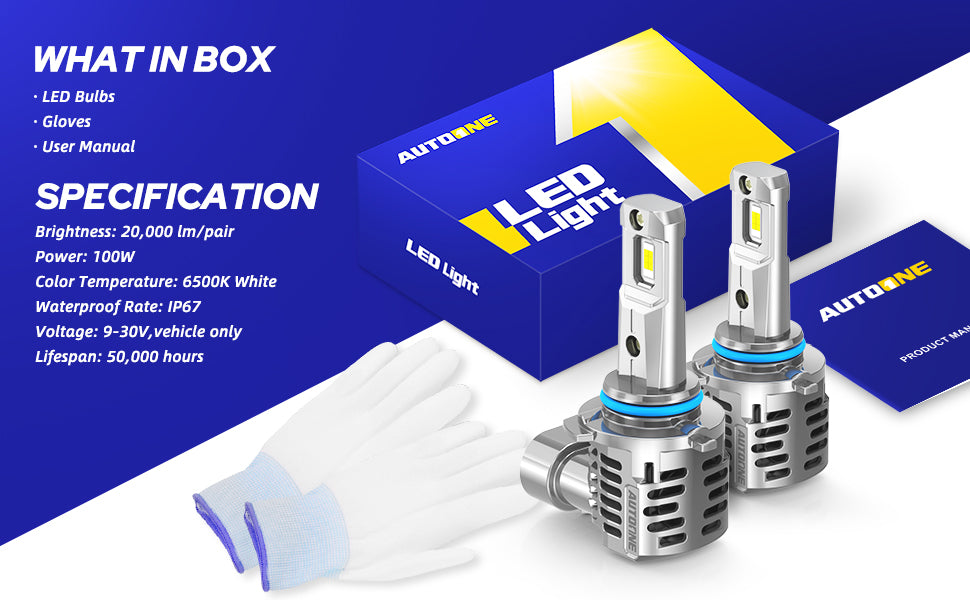 Car Work Box Wireless 9005 LED Headlight Bulbs w/Canbus, 20000LM 100W  Direct Insertion, HB3 6000K Cool White Conversion Kit : :  Automotive
