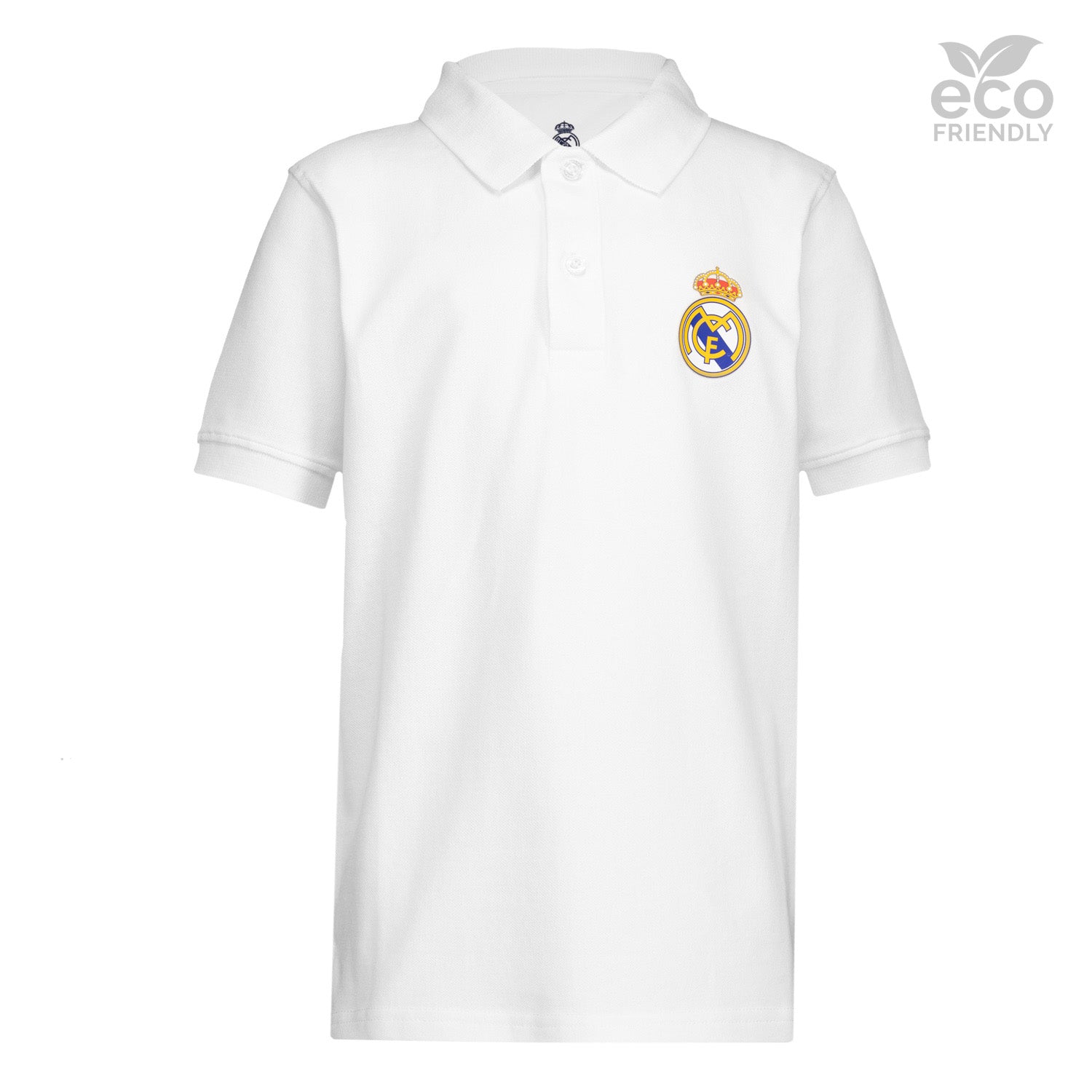 Youth ECO Essentials Real Madrid Color Crest Polo White