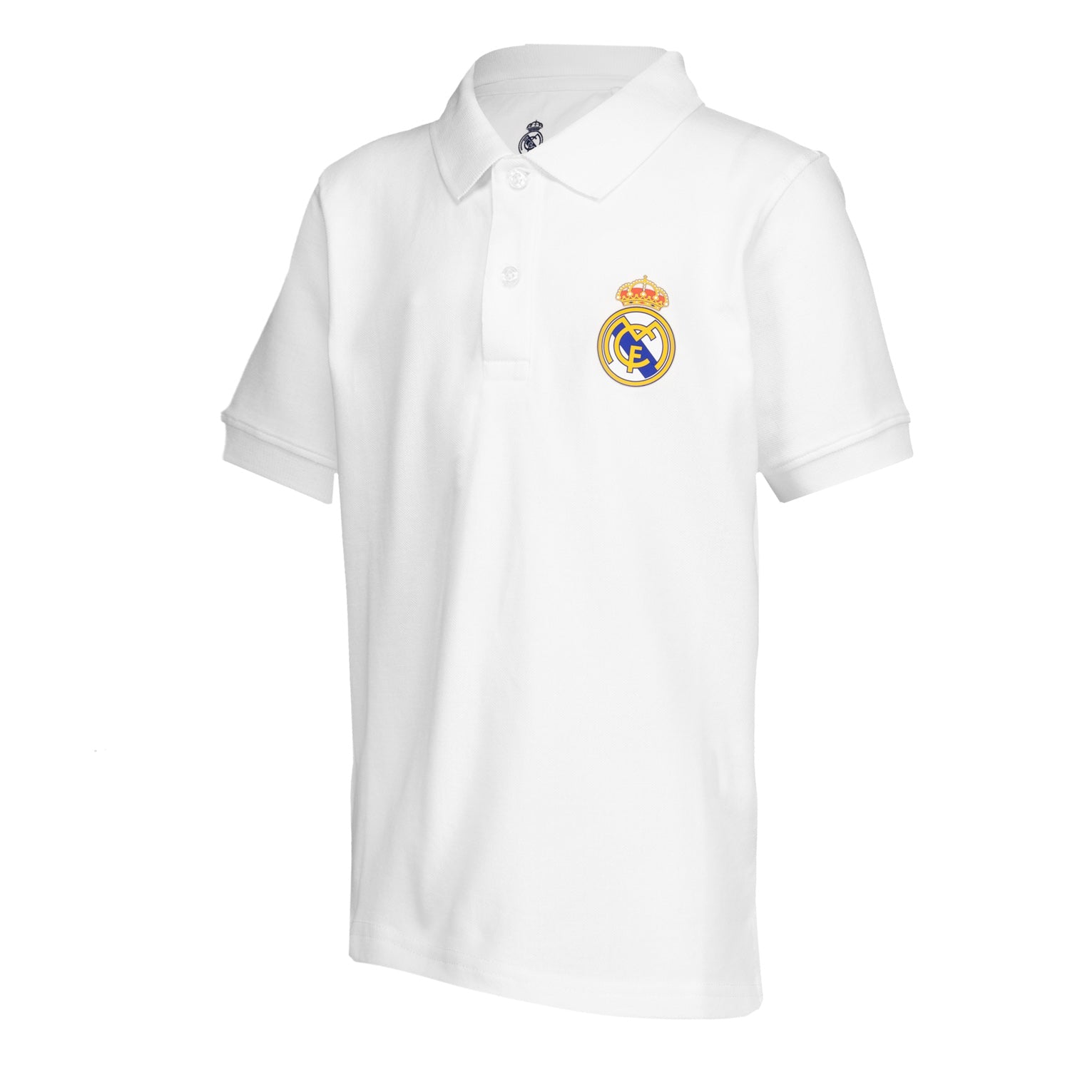 Youth ECO Essentials Real Madrid Color Crest Polo White