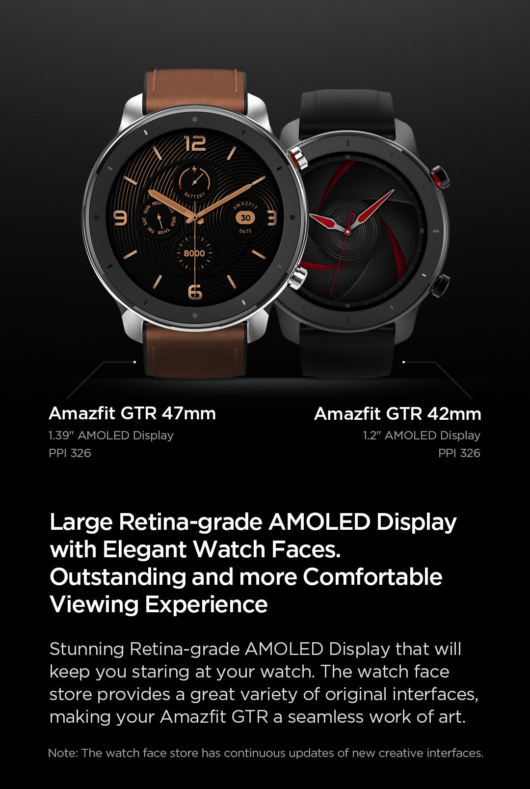 amazfit gtr display