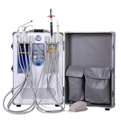 Dental Portable Turbine Unit with Air Compressor Curing Light Ultrasonic Scaler 4 Hole - all.com Dental Portable Turbine Unit with Air Compressor Curing Light Ultrasonic Scaler 4 Hole - all.com