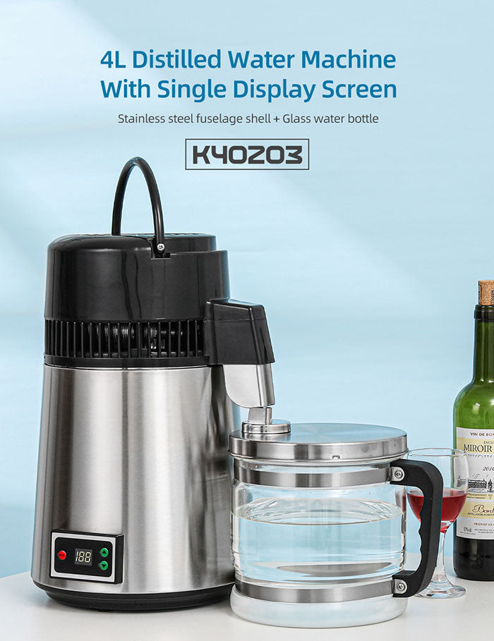 Water Distiller Stainless Steel Glass Bucket Single Screen Button With Adjustable Temperature 4L Water Distiller Stainless Steel Glass Bucket Single Screen Button With Adjustable Temperature 4L