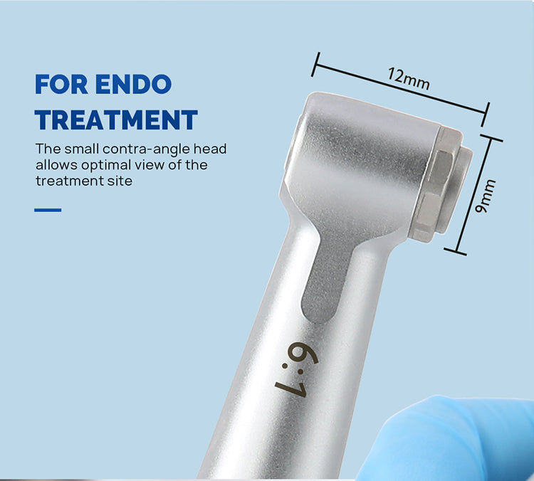 Dental 6:1 Reduction Endo Handpiece Contra Angle Mini Head Push Button - azdentall.com