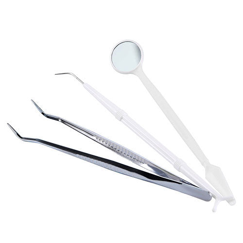 Dental Mirror Plier Explorer Kit Disposable Mouth Mirror Forceps Probe 10Kits - all.com