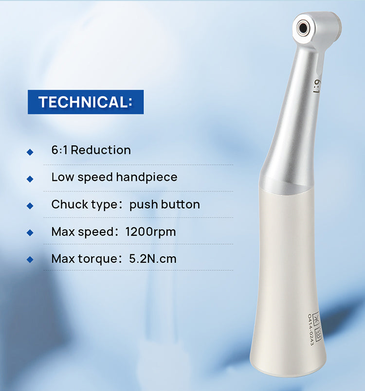 Dental 6:1 Reduction Endo Handpiece Contra Angle Mini Head Push Button - azdentall.com