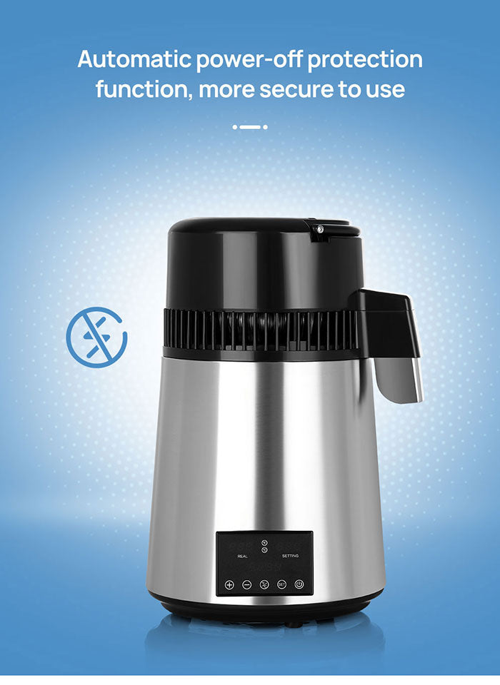 Water Distiller Stainless Steel Glass Bucket Dual Screen Touch 750W 4L 1L/H - azdentall.com Water Distiller Stainless Steel Glass Bucket Dual Screen Touch 750W 4L 1L/H - azdentall.com