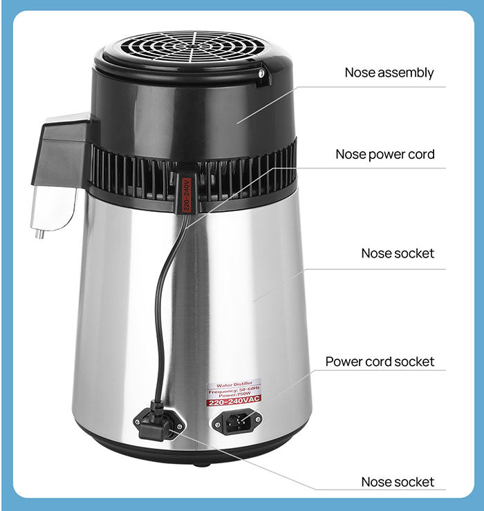 Water Distiller Stainless Steel Glass Bucket Single Screen Button With Adjustable Temperature 4L Water Distiller Stainless Steel Glass Bucket Single Screen Button With Adjustable Temperature 4L