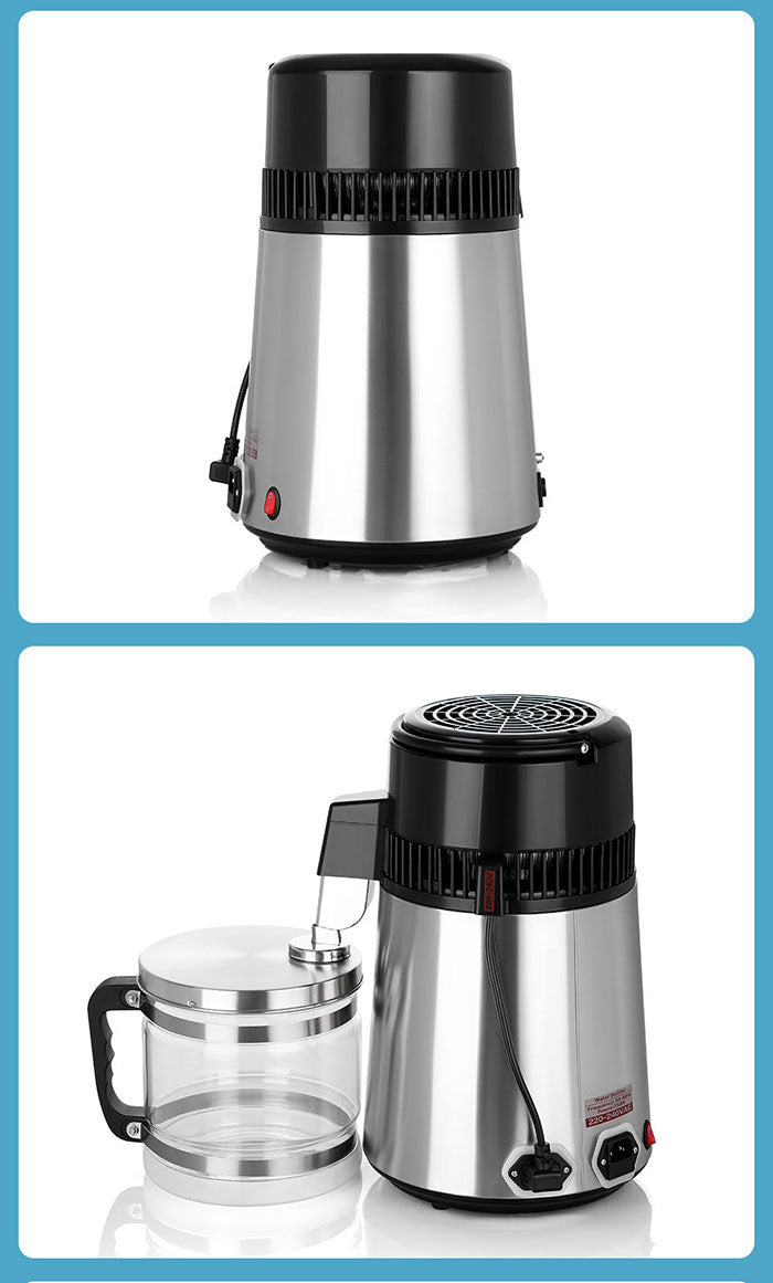 Water Distiller Stainless Steel Glass Bucket Single Button with Power Switch 4L Water Distiller Stainless Steel Glass Bucket Single Button with Power Switch 4L