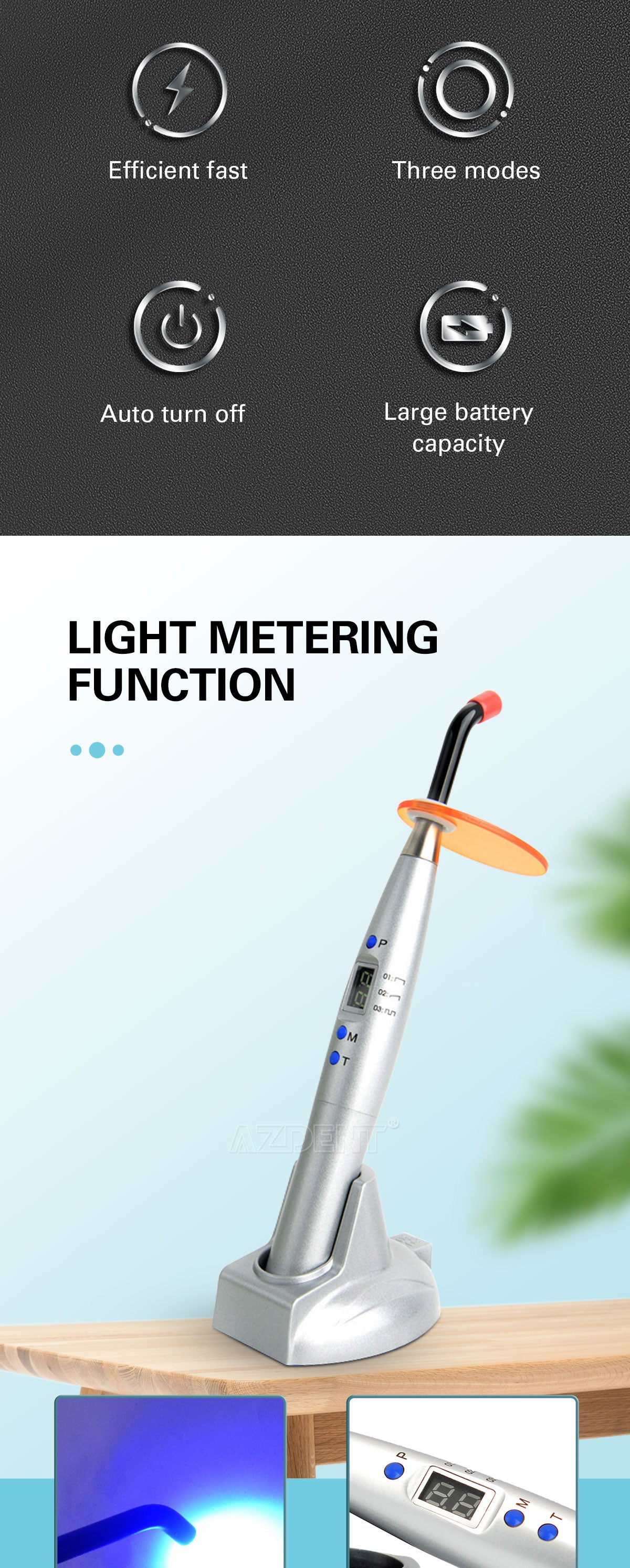 Dental Led Rainbow Curing Light Resin Cure Plastic Handle-azdentall.com Dental Led Rainbow Curing Light Resin Cure Plastic Handle-azdentall.com