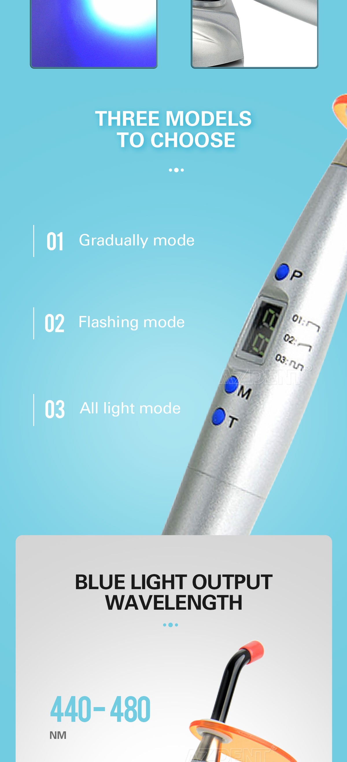 Dental Led Rainbow Curing Light Resin Cure Plastic Handle-azdentall.com Dental Led Rainbow Curing Light Resin Cure Plastic Handle-azdentall.com