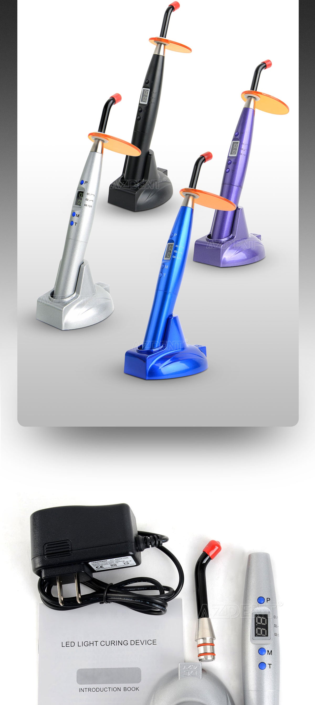 Dental Led Rainbow Curing Light Resin Cure Plastic Handle-azdentall.com Dental Led Rainbow Curing Light Resin Cure Plastic Handle-azdentall.com