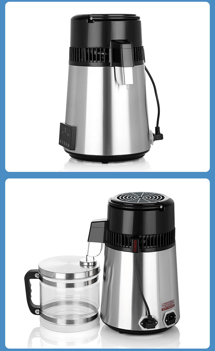 Water Distiller Stainless Steel Glass Bucket Dual Screen Touch 750W 4L 1L/H - azdentall.com Water Distiller Stainless Steel Glass Bucket Dual Screen Touch 750W 4L 1L/H - azdentall.com
