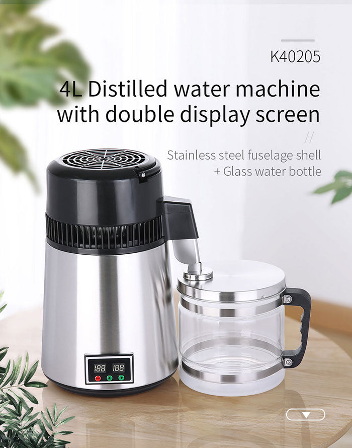 Water Distiller Stainless Steel Glass Bucket Double Screen Button with Adjustable Temperature 4L Water Distiller Stainless Steel Glass Bucket Double Screen Button with Adjustable Temperature 4L