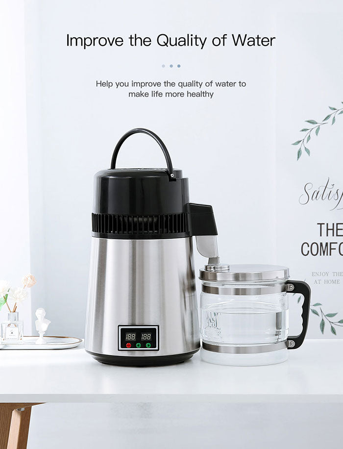 Water Distiller Stainless Steel Glass Bucket Double Screen Button with Adjustable Temperature 4L Water Distiller Stainless Steel Glass Bucket Double Screen Button with Adjustable Temperature 4L