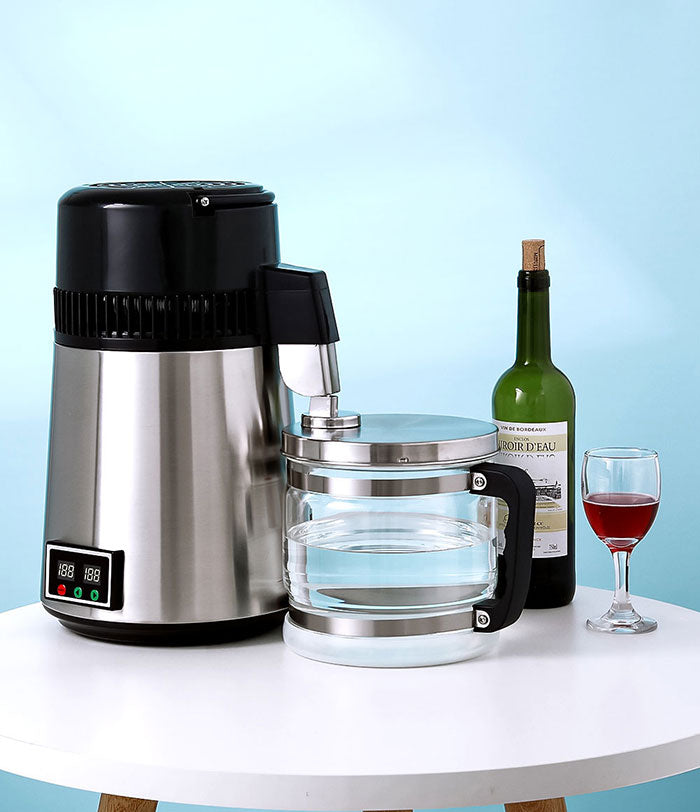 Water Distiller Stainless Steel Glass Bucket Double Screen Button with Adjustable Temperature 4L Water Distiller Stainless Steel Glass Bucket Double Screen Button with Adjustable Temperature 4L