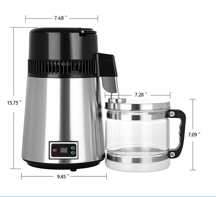 Water Distiller Stainless Steel Glass Bucket Single Screen Button With Adjustable Temperature 4L Water Distiller Stainless Steel Glass Bucket Single Screen Button With Adjustable Temperature 4L