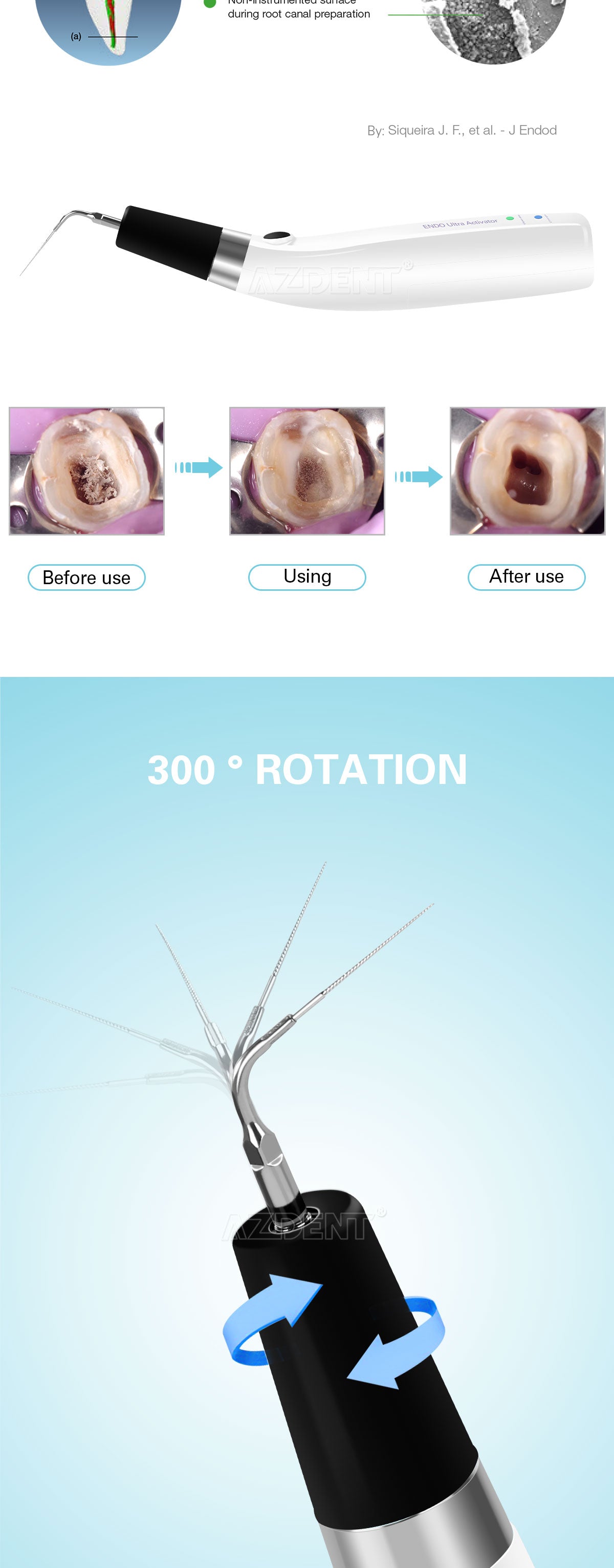 Dental Ultrasonic Activator Irrigator with 6 Tips Cordless Ultrasonic Operation