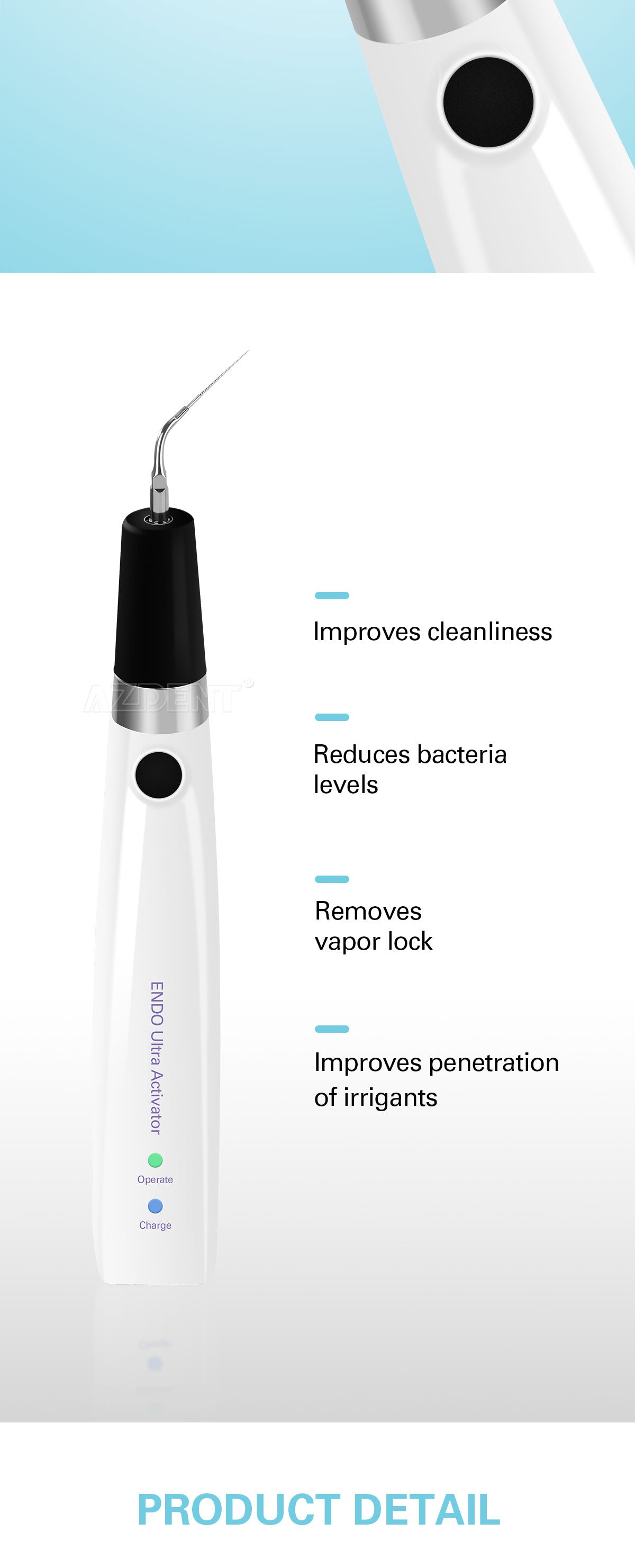 Dental Ultrasonic Activator Irrigator with 6 Tips Cordless Ultrasonic Operation