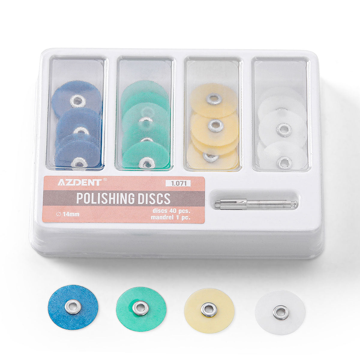 AZDENT Polishing Discs Gross Reduction Contouring Mandrel Stripes Set NO1.071 40pcs/Box