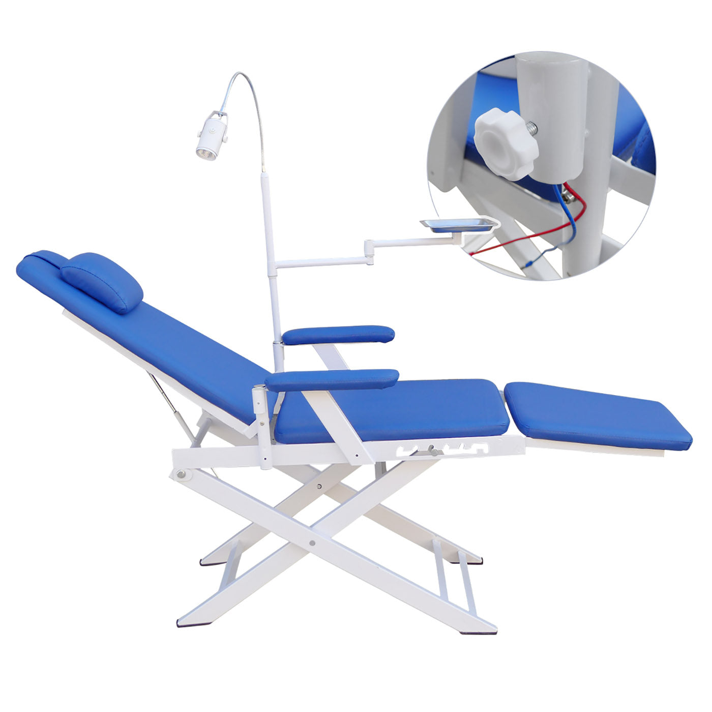 Dental Portable Chair Simple Type-Folding Chair With LED Cold Light Blue - azdentall.com