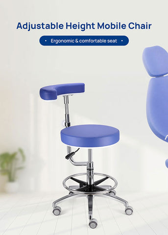 Dental Assistant Chair With 360 Degree Rotation Armrest PU Leather Height Adjustable - azdentall.com