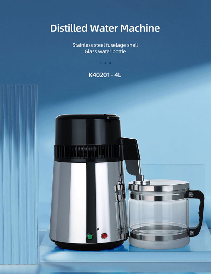 Water Distiller Stainless Steel Glass Bucket Double button 750W 4L 1L/H Water Distiller Stainless Steel Glass Bucket Double button 750W 4L 1L/H