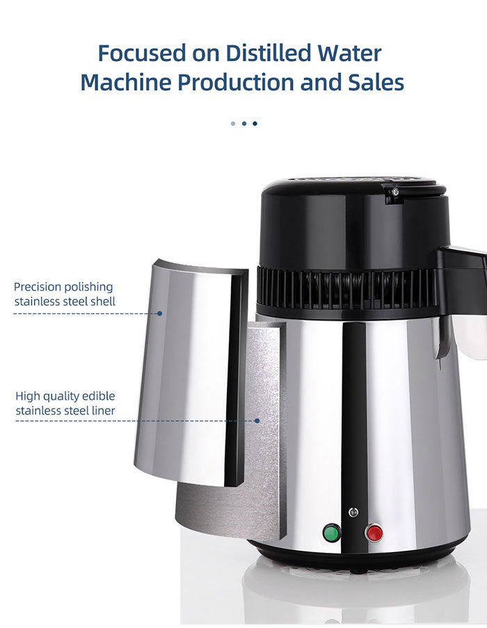 Water Distiller Stainless Steel Glass Bucket Double button 750W 4L 1L/H Water Distiller Stainless Steel Glass Bucket Double button 750W 4L 1L/H