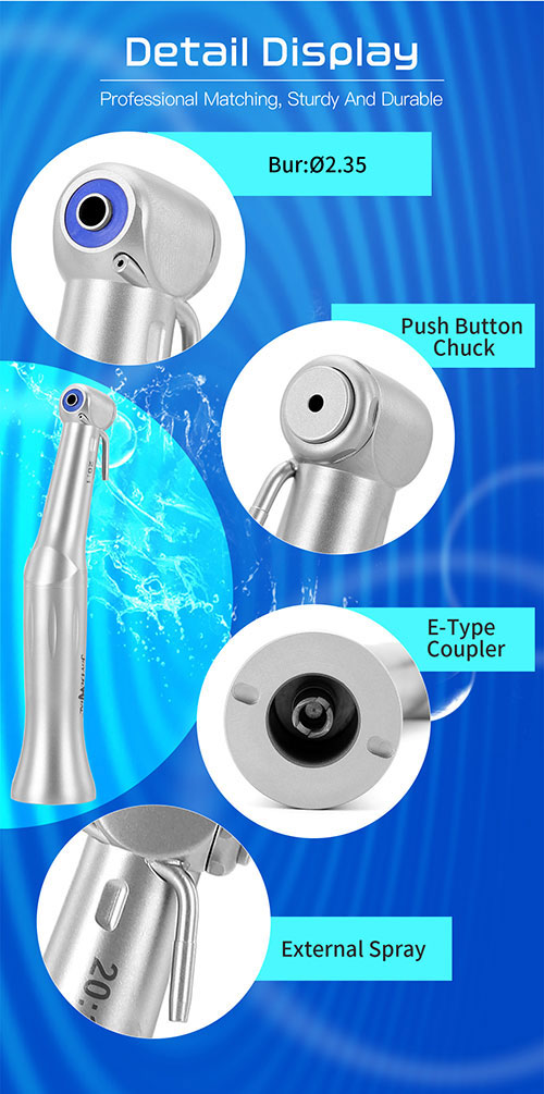 Dental Implant Reduction 20:1 Low Speed Contra Angle Handpiece Push Button - azdentall.com