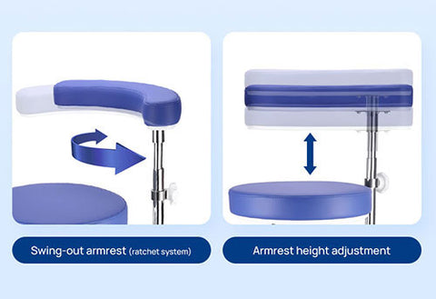 Dental Assistant Chair With 360 Degree Rotation Armrest PU Leather Height Adjustable - azdentall.com Dental Assistant Chair With 360 Degree Rotation Armrest PU Leather Height Adjustable - azdentall.com