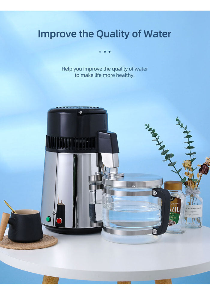 Water Distiller Stainless Steel Glass Bucket Double button 750W 4L 1L/H Water Distiller Stainless Steel Glass Bucket Double button 750W 4L 1L/H